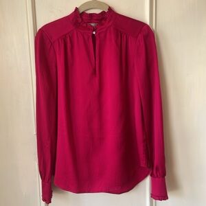 Go by Go Silk Ruffle Collar Pink Silk Blouse